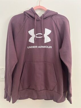 Under Armour Women’s Large Rival Fleece Hoodie Mauve Purple Logo Pullover